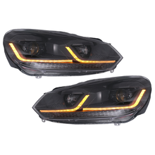 Load image into Gallery viewer, LED Headlights suitable for VW Golf 6 (2008-2013) with Facelift G7.5 Look Black Flowing Dynamic Sequential Turning Lights LHD