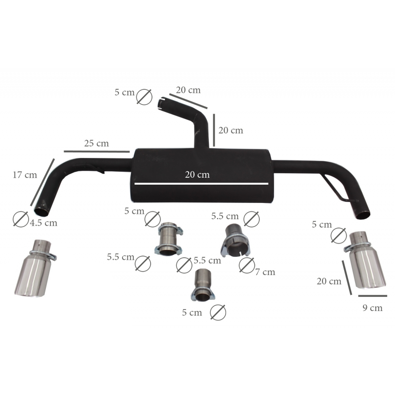 Complete Exhaust System suitable for VW Golf 5 (03-07) Golf 6 (08-13) GTI Design