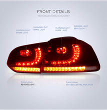 Carica l&#39;immagine nel visualizzatore di Gallery, FULL LED Taillights suitable for VW Golf 6 VI (2008-2013) R20 Design Dynamic Sequential Turning Light Cherry Red