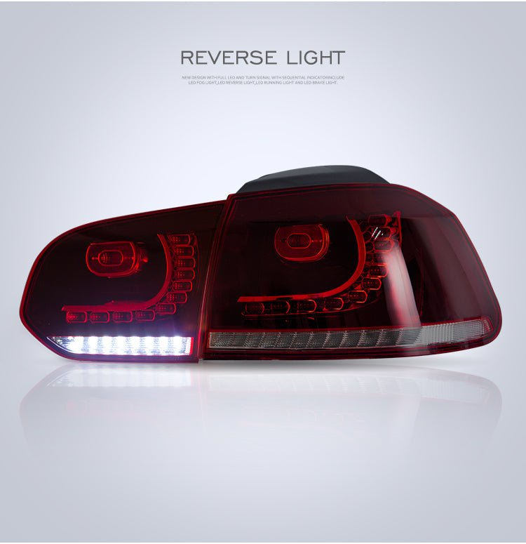 FULL LED Taillights suitable for VW Golf 6 VI (2008-2013) R20 Design Dynamic Sequential Turning Light Cherry Red