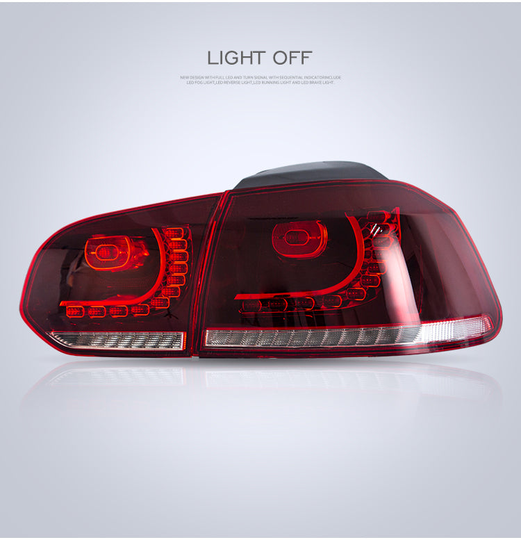 FULL LED Taillights suitable for VW Golf 6 VI (2008-2013) R20 Design Dynamic Sequential Turning Light Cherry Red