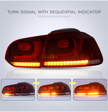 Carica l&#39;immagine nel visualizzatore di Gallery, FULL LED Taillights suitable for VW Golf 6 VI (2008-2013) R20 Design Dynamic Sequential Turning Light Cherry Red