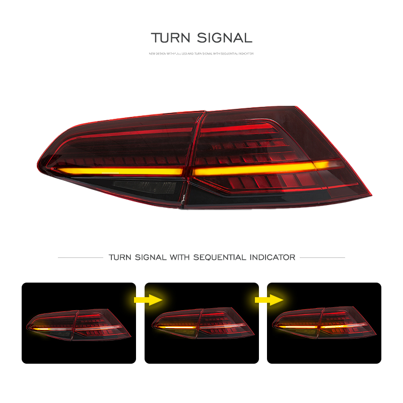 Full LED Taillights suitable for VW Golf 7 & 7.5 VII (2012-2019) Facelift Retrofit G7.5 Look Dynamic Sequential Turning Lights Dark Cherry Red