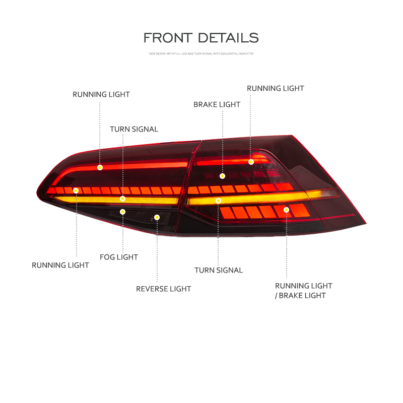 Full LED Taillights suitable for VW Golf 7 & 7.5 VII (2012-2019) Facelift Retrofit G7.5 Look Dynamic Sequential Turning Lights Dark Cherry Red