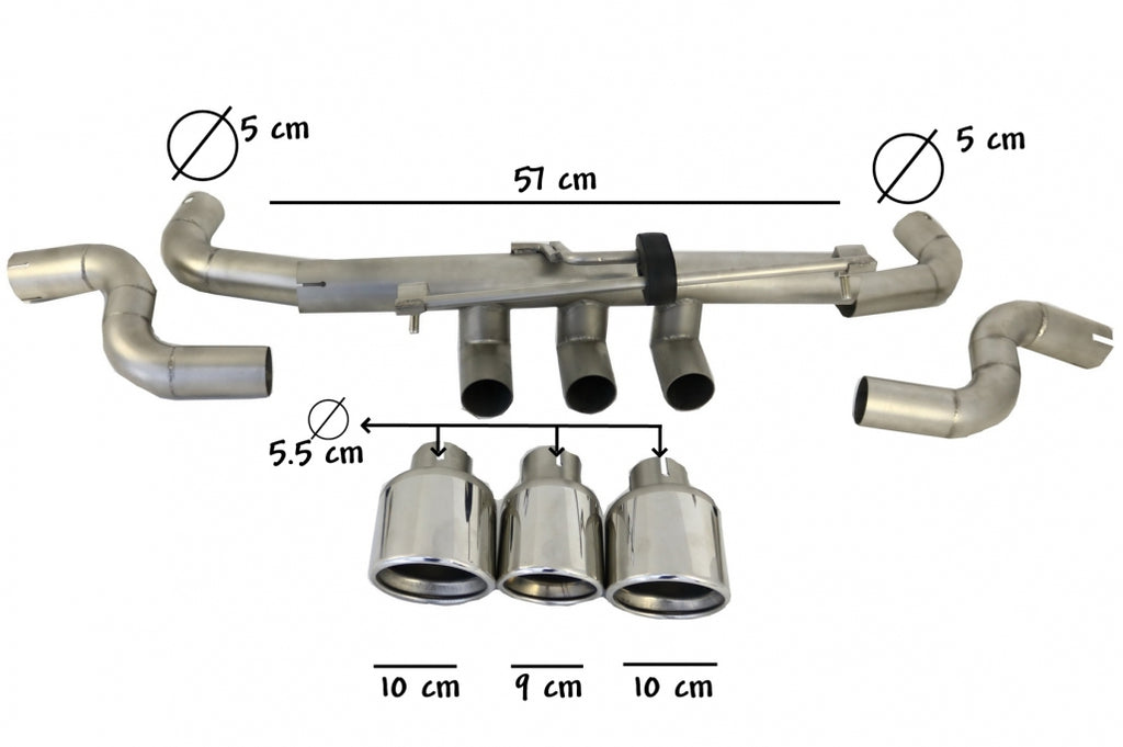 Exhaust System with Muffler Tips suitable for HONDA Civic MK10 (FC/FK) (2016-Up) Sedan Type R Design