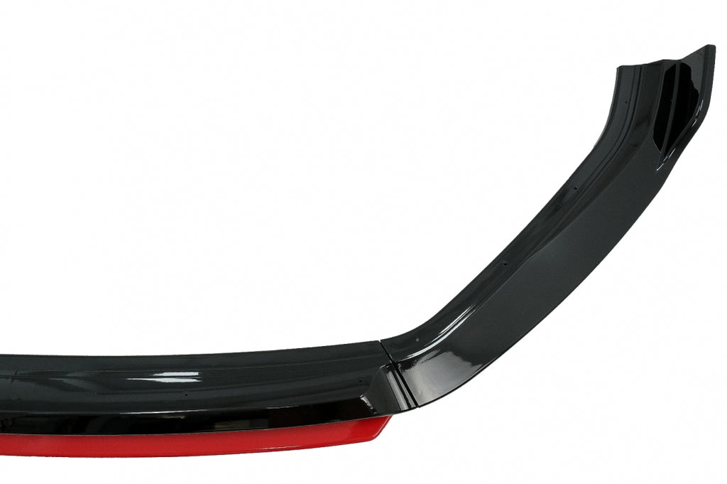 Front Bumper Lip Extension Spoiler suitable for VW Golf 7.5 Facelift (2017-2020) Glossy Black / Red