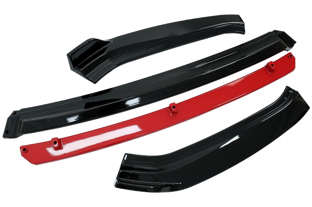 Front Bumper Lip Extension Spoiler suitable for VW Golf 7.5 Facelift (2017-2020) Glossy Black / Red