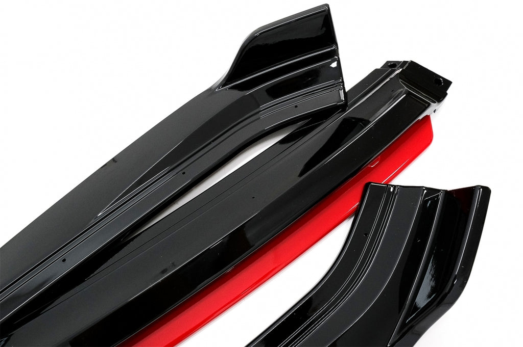 Front Bumper Lip Extension Spoiler suitable for VW Golf 7.5 Facelift (2017-2020) Glossy Black / Red