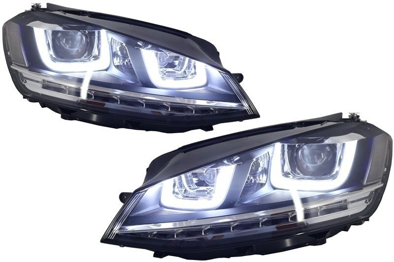 Headlights 3D LED DRL suitable for VW Golf 7 VII (2012-2017) Silver R-Line LED Flowing Dynamic Sequential Turning Lights