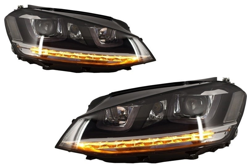 Headlights 3D LED DRL suitable for VW Golf 7 VII (2012-2017) Silver R-Line LED Flowing Dynamic Sequential Turning Lights