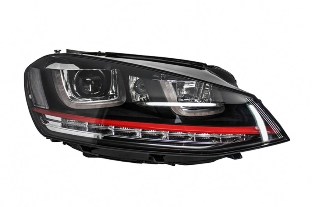 Headlights 3D LED DRL suitable for VW Golf 7 VII (2012-2017) RED R20 GTI Look LED Flowing Turning Lights