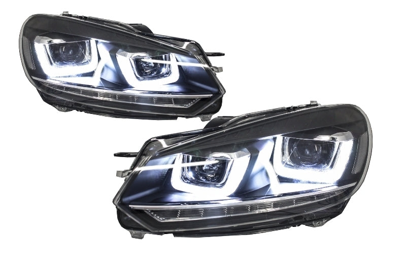 Headlights suitable for VW Golf 6 VI (2008-2013) Golf 7 3D LED DRL U-Design LED Flowing Turning Light Chrome