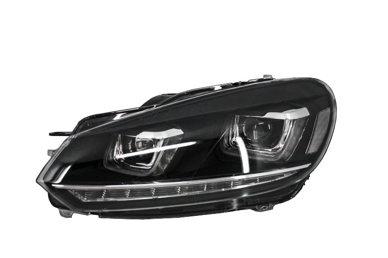 Headlights suitable for VW Golf 6 VI (2008-2013) Golf 7 3D LED DRL U-Design LED Flowing Turning Light Chrome