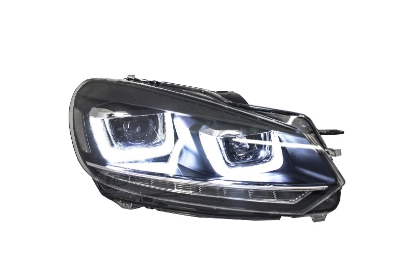 Headlights suitable for VW Golf 6 VI (2008-2013) Golf 7 3D LED DRL U-Design LED Flowing Turning Light Chrome