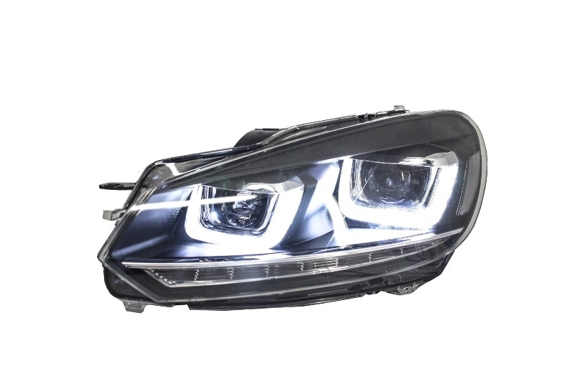 Headlights suitable for VW Golf 6 VI (2008-2013) Golf 7 3D LED DRL U-Design LED Flowing Turning Light Chrome