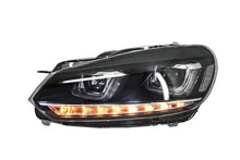 Carica l&#39;immagine nel visualizzatore di Gallery, Headlights suitable for VW Golf 6 VI (2008-2013) Golf 7 3D LED DRL U-Design LED Flowing Turning Light Chrome