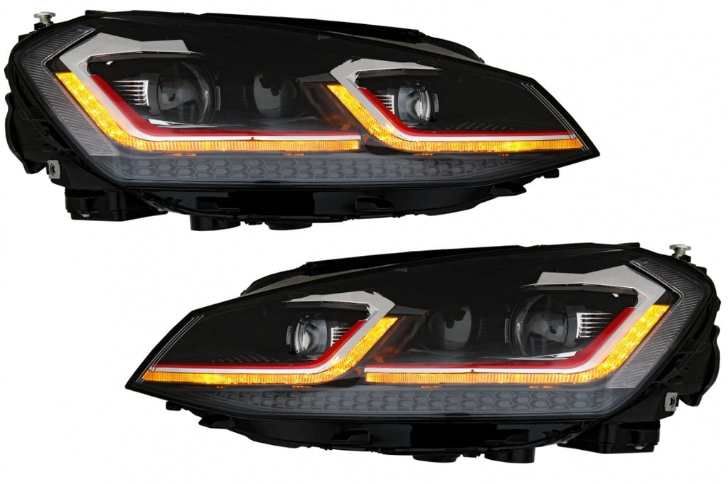 LED Headlights Bi-xenon Look suitable for VW Golf 7 VII (2012-2017) Facelift G7.5 GTI Design with Sequential Dynamic Turning Lights