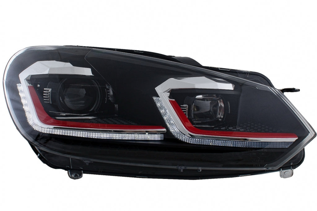 LED Headlights suitable for VW Golf 6 VI (2008-2013) With Facelift G7.5 GTI Look Red Flowing Dynamic Sequential Turning Lights LHD