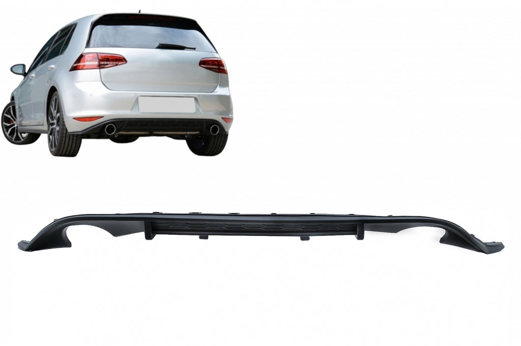 Rear Bumper Diffuser with twin exit for single exhaust tips suitable for VW Golf 7 VII (2013-2016) GTI Design