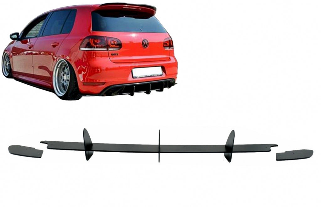 Rear Bumper Extension for Diffuser and Rear Side Splitters suitable for VW Golf VI 6 GTI (2008-2013) Black