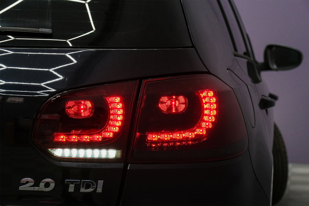 Taillights Full LED suitable for VW Golf 6 VI (2008-2013) R20 Design Red Cherry with Sequential Dynamic Turning Lights (LHD and RHD)