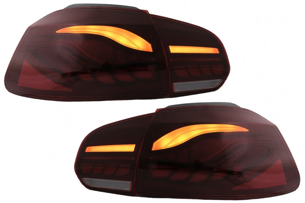 Taillights Full LED suitable for VW Golf 6 VI (2008-2013) Red Smoke with Sequential Dynamic Turning Lights (LHD and RHD)