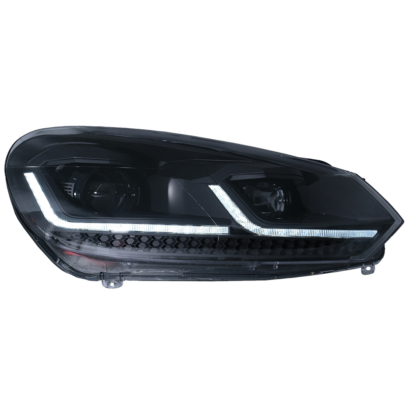 LED Headlights suitable for VW Golf 6 (2008-2013) with Facelift G7.5 Look Black Flowing Dynamic Sequential Turning Lights LHD