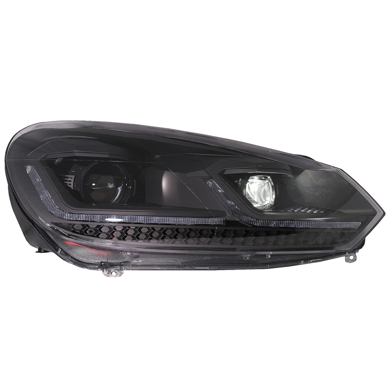 LED Headlights suitable for VW Golf 6 (2008-2013) with Facelift G7.5 Look Black Flowing Dynamic Sequential Turning Lights LHD