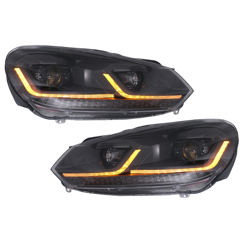 LED Headlights suitable for VW Golf 6 (2008-2013) with Facelift G7.5 Look Black Flowing Dynamic Sequential Turning Lights LHD