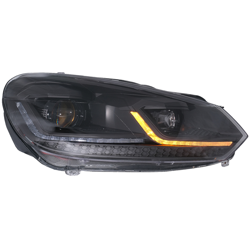 LED Headlights suitable for VW Golf 6 (2008-2013) with Facelift G7.5 Look Black Flowing Dynamic Sequential Turning Lights LHD