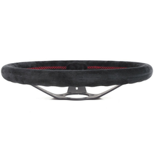 Carica l&#39;immagine nel visualizzatore di Gallery, Nardi Deep Corn Steering Wheel, Suede, Black Spokes, Red Stitching, 80 mm Dish, Ø35 cm