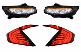 Assembly Headlights and Taillights suitable for HONDA Civic MK10 (FC/FK) 2016+Limousine Full LED Sequential Dynamic Turning Lights Red/Smoke