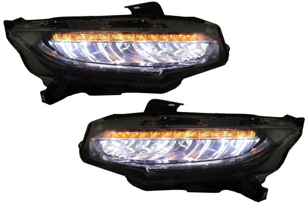 Headlights Full LED suitable for Honda Civic Mk10 (FC/FK) (2016-Up) Sedan & Hatchback with Sequential Dynamic Turning Lights