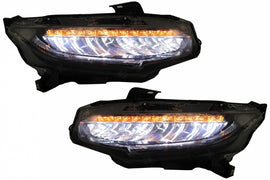 Headlights Full LED suitable for Honda Civic Mk10 (FC/FK) (2016-Up) Sedan & Hatchback with Sequential Dynamic Turning Lights