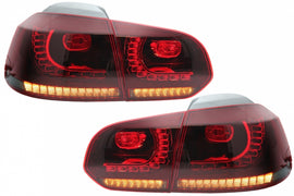 Taillights Full LED suitable for VW Golf 6 VI (2008-2013) R20 Design Red Cherry with Sequential Dynamic Turning Lights (LHD and RHD)